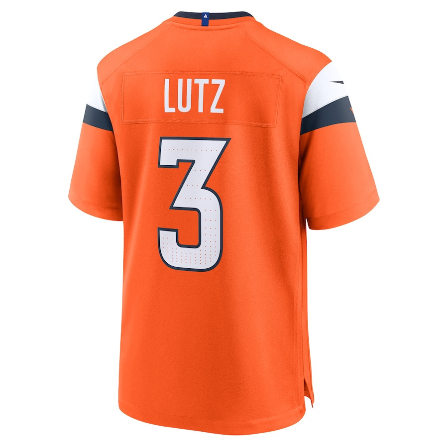 Wil Lutz 3 Denver Broncos Team Game Orange NFL Jersey Men's