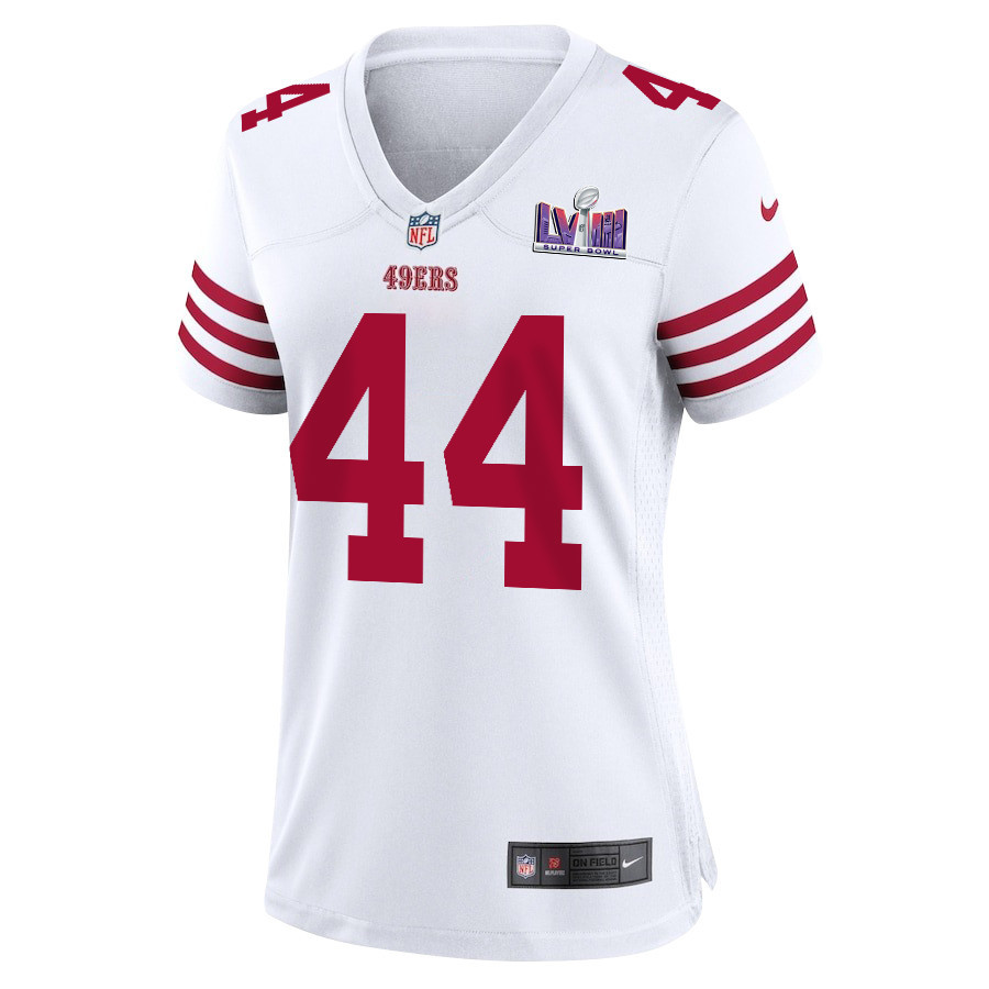 Kyle Juszczyk 44 San Francisco 49ers Super Bowl LVIII Patch Game White NFL Jersey Women's