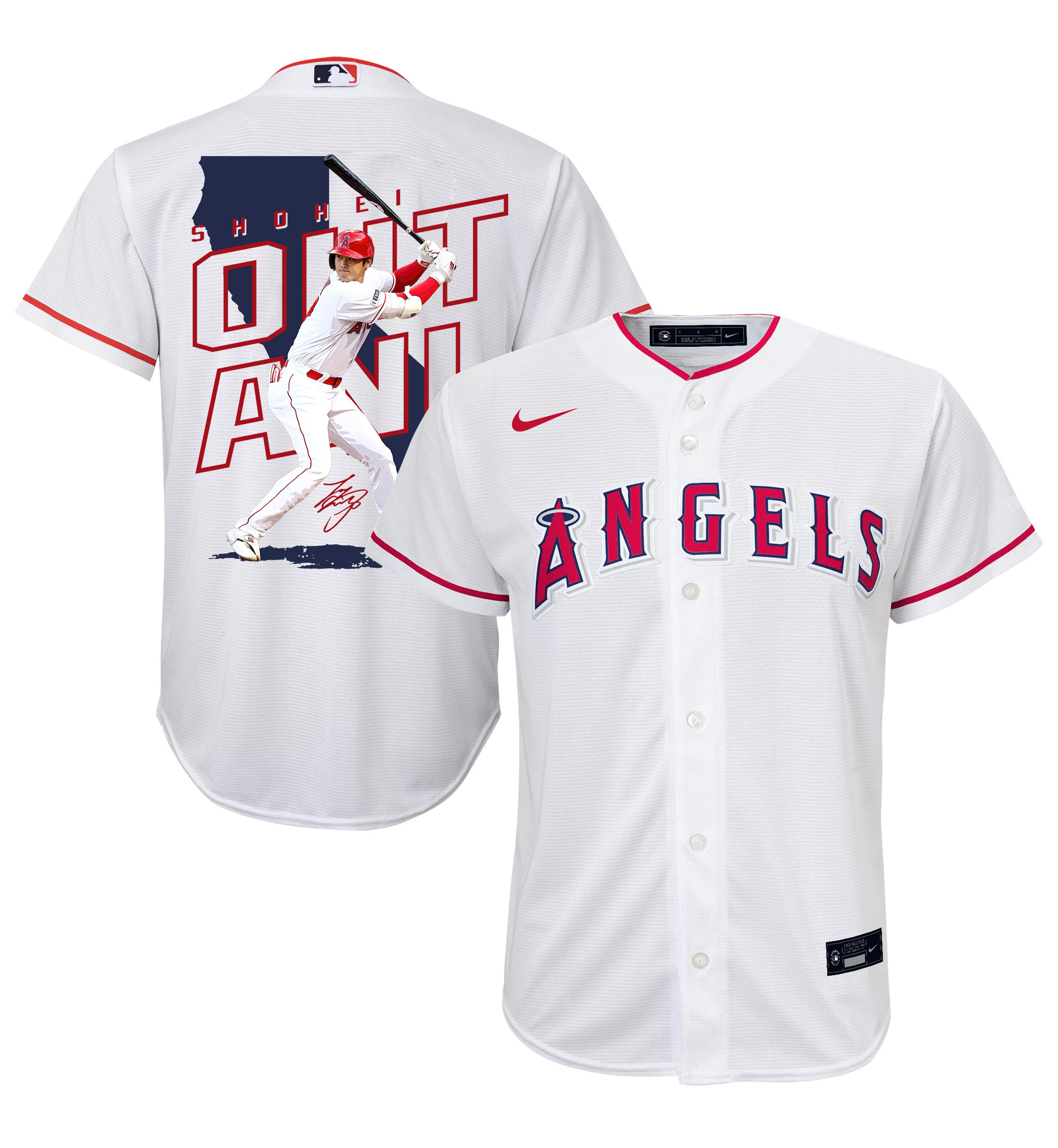 Shohei Ohtani 17 Los Angeles Angels Signed Map 2023 Home Player White MLB Jersey Youth
