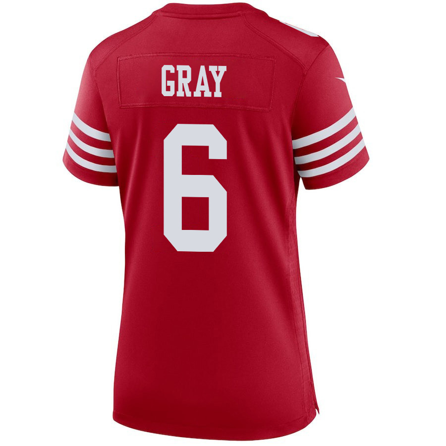 Danny Gray 6 San Francisco 49ers Super Bowl LVIII Patch Game Scarlet NFL Jersey Women's