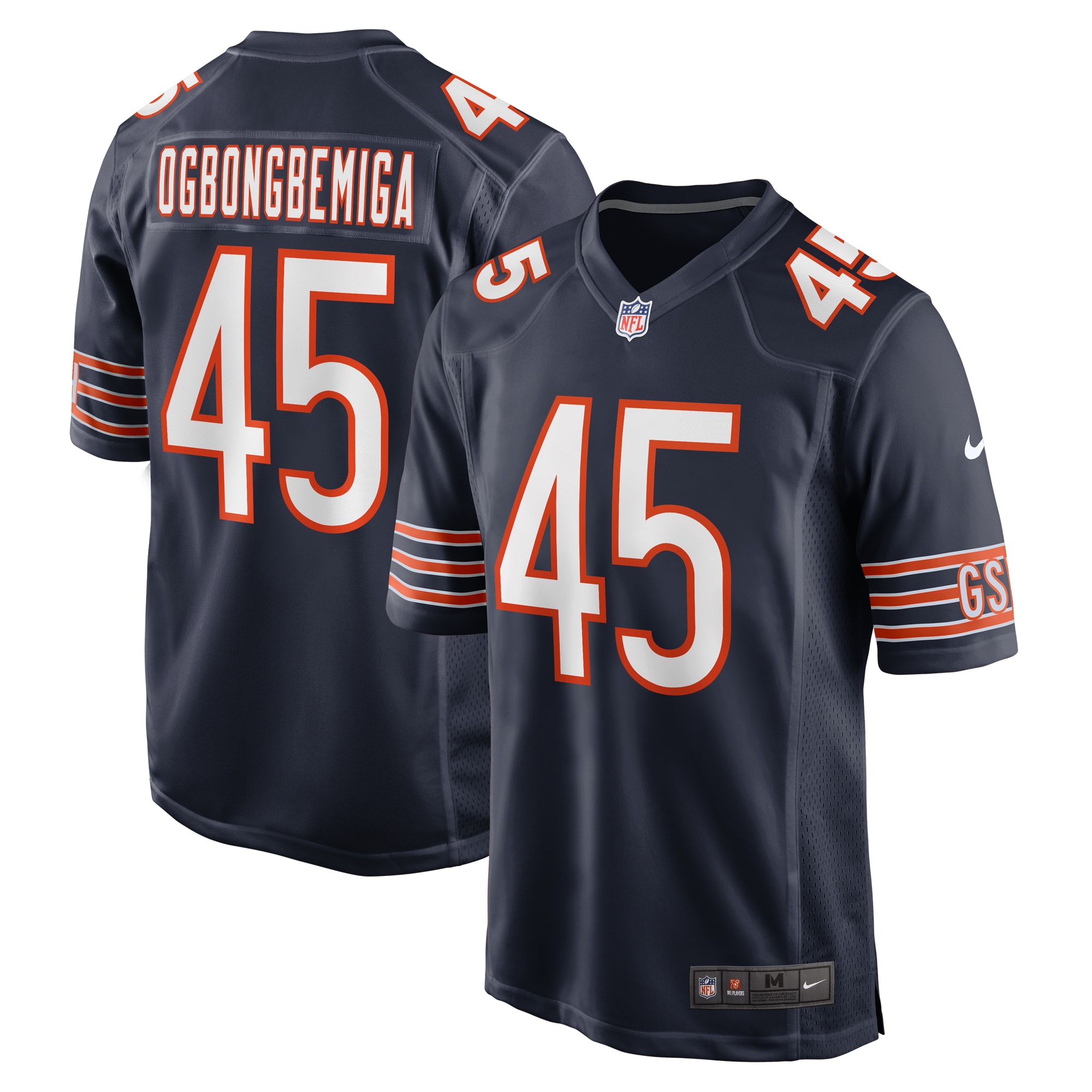 Chicago Bears Amen Ogbongbemiga Navy Game NFL Jersey Men's