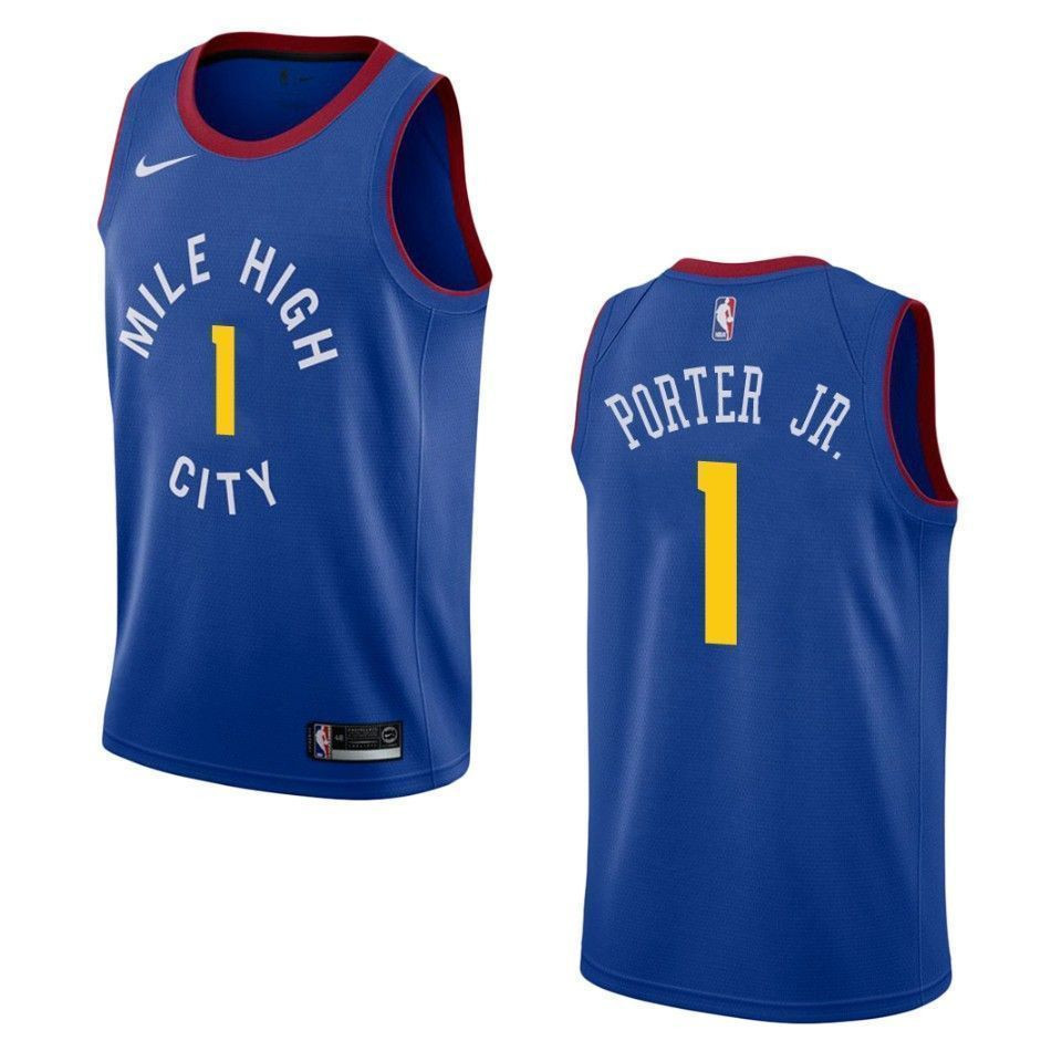 Denver Nuggets 1 Michael Porter Jr. Statement Swingman Blue NBA Jersey Men's