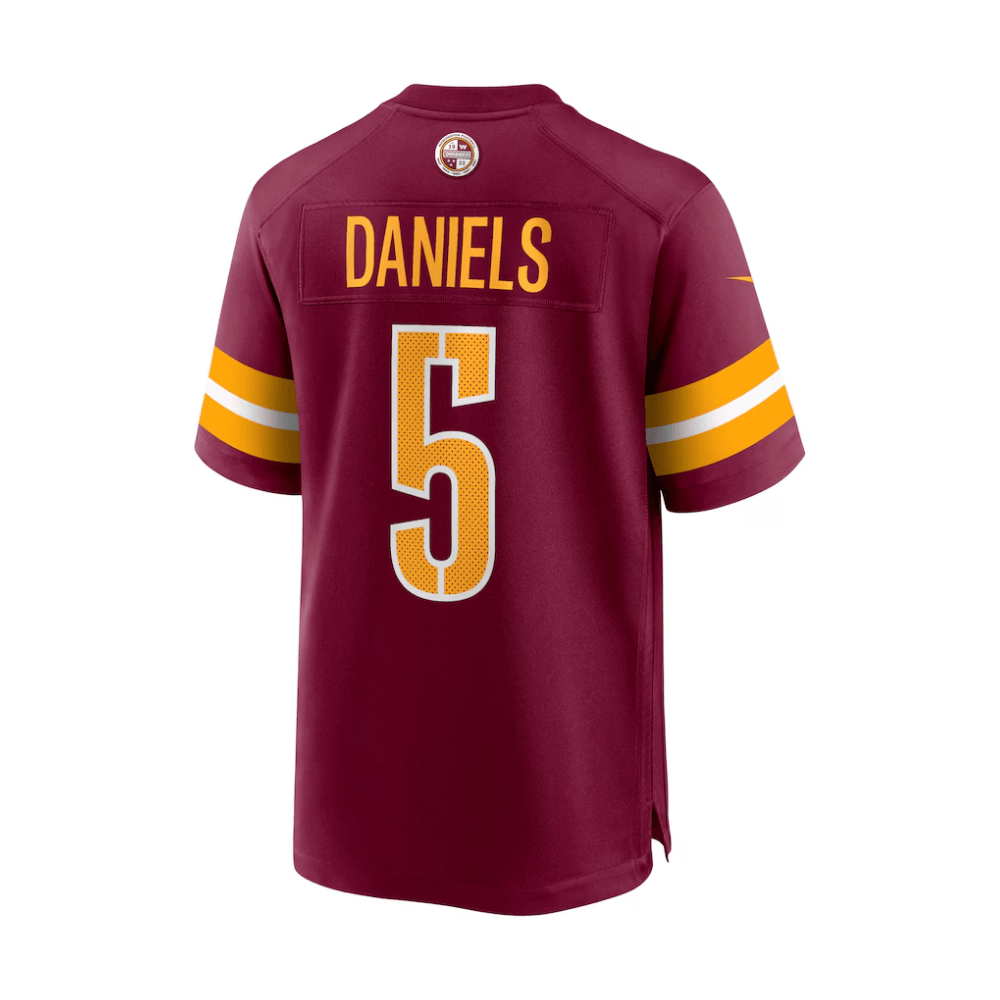Jayden Daniels 5 Washington Commanders 2025 Pro Bowl Patch Game Burgundy NFL Jersey Men's