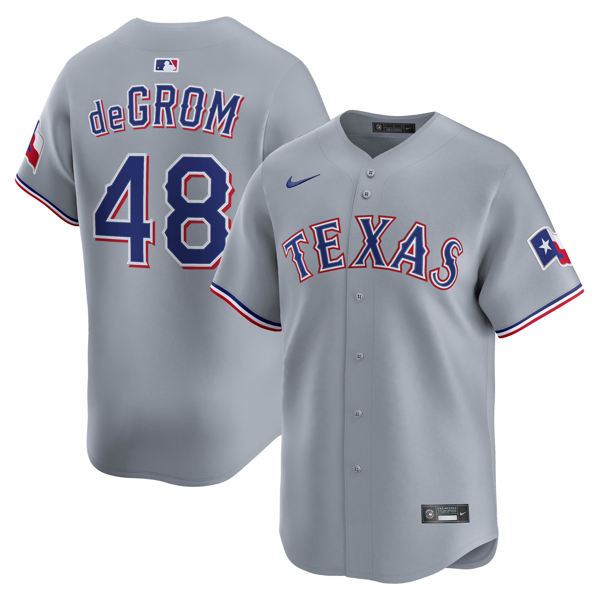 Texas Rangers Jacob deGrom Gray Road Limited Player MLB Jersey Men's