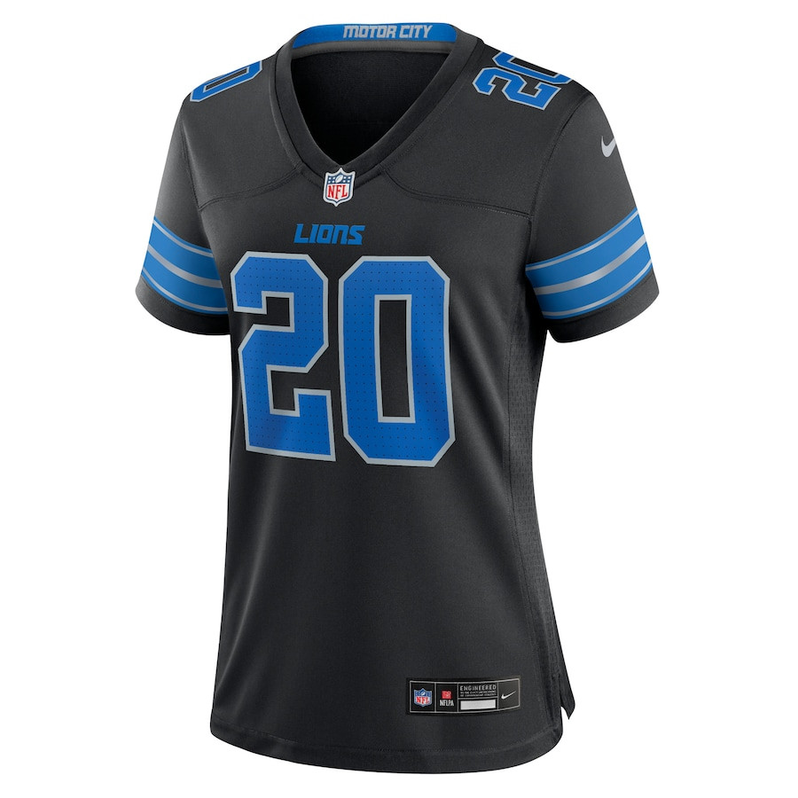 Barry Sanders 20 Detroit Lions 2nd Alternate Retired Player Game Black NFL Jersey Women's