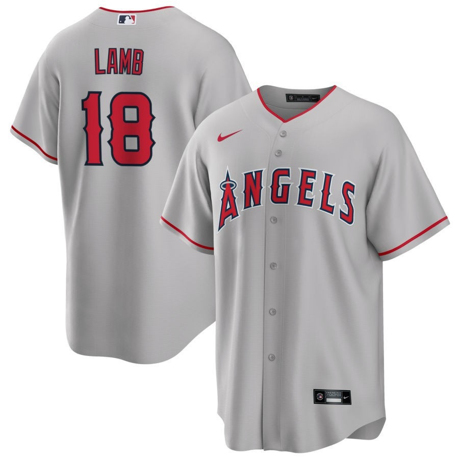 Jake Lamb 18 Los Angeles Angels Gray Road Gray MLB Jersey Men's