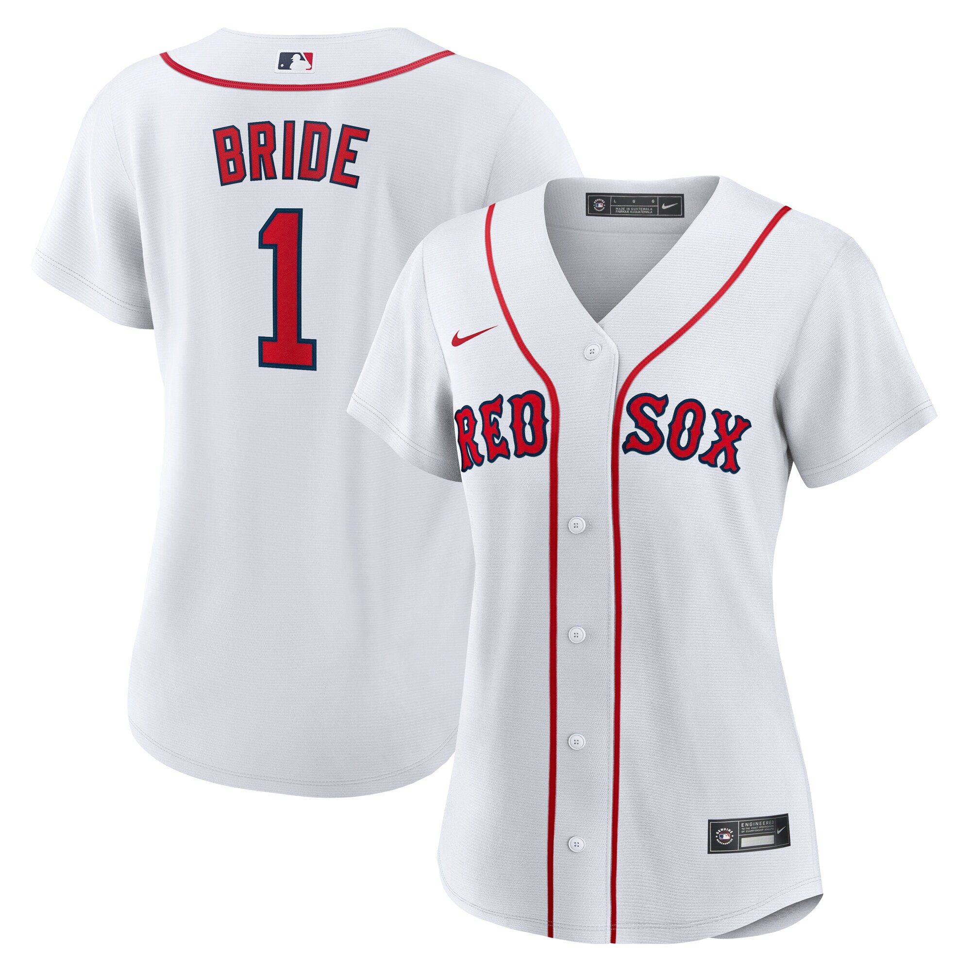 Boston Red Sox White #1 Bride Home MLB Jersey Women's