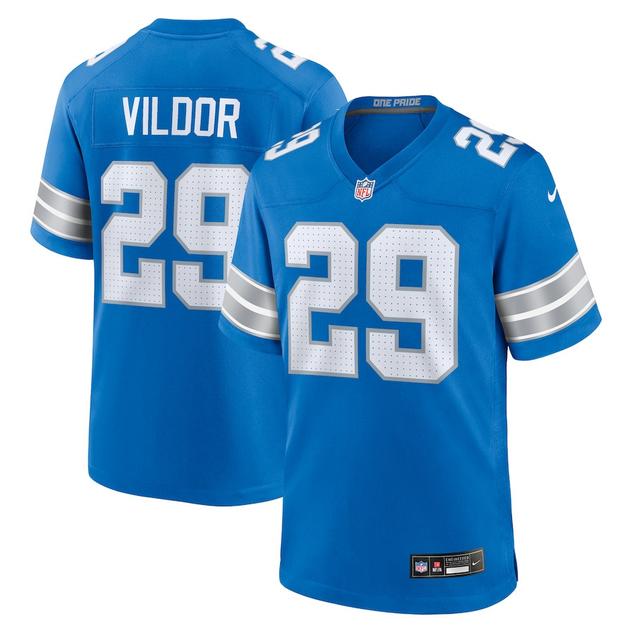 Kindle Vildor 29 Detroit Lions Team Game Blue NFL Jersey Men's