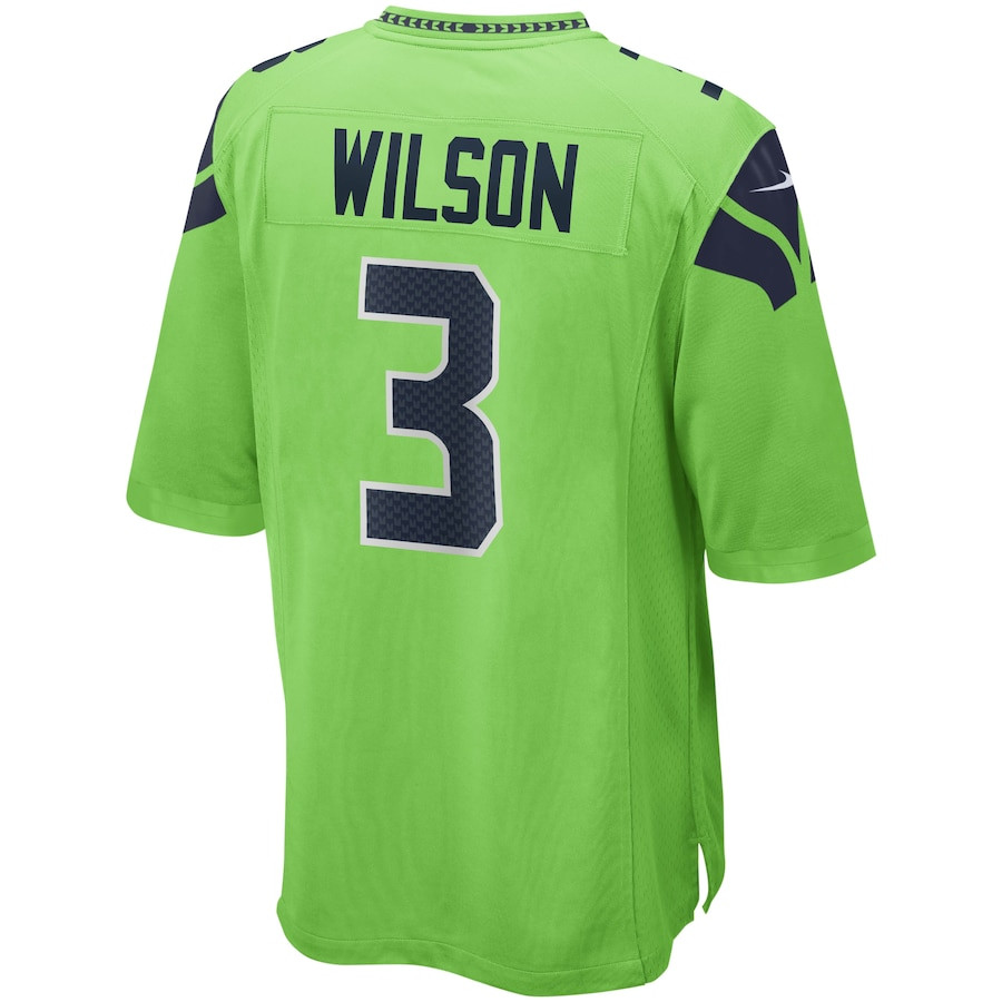 Russell Wilson 3 Seattle Seahawks Alternate Game Neon Green NFL Jersey Men's
