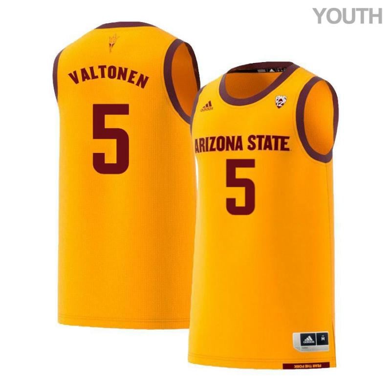 5 Elias Valtonen Yellow Retro Arizona State Sun Devils NCAA Jersey Youth