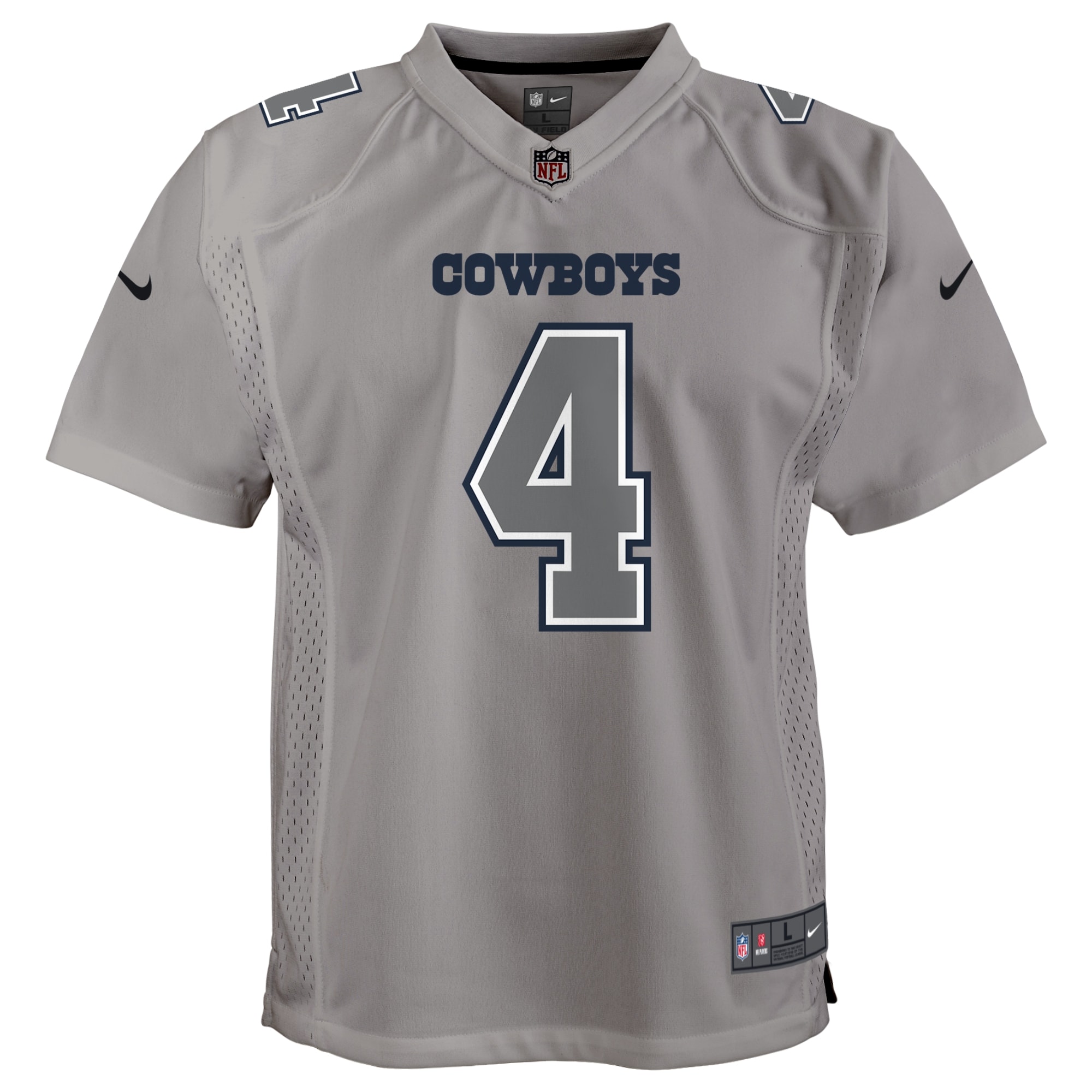 Dallas Cowboys Dak Prescott Gray Atmosphere Game NFL Jersey Youth