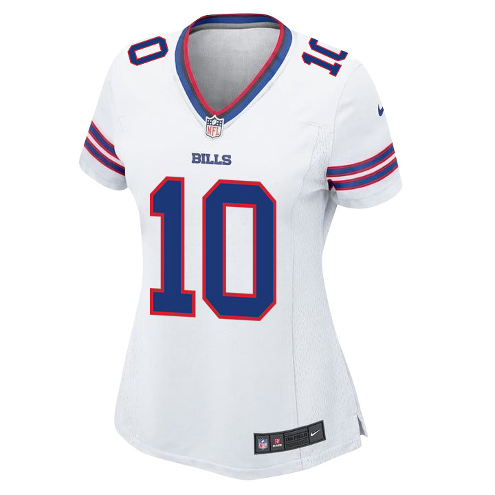 Mitch Trubisky 10 Buffalo Bills Team Game White NFL Jersey Women's