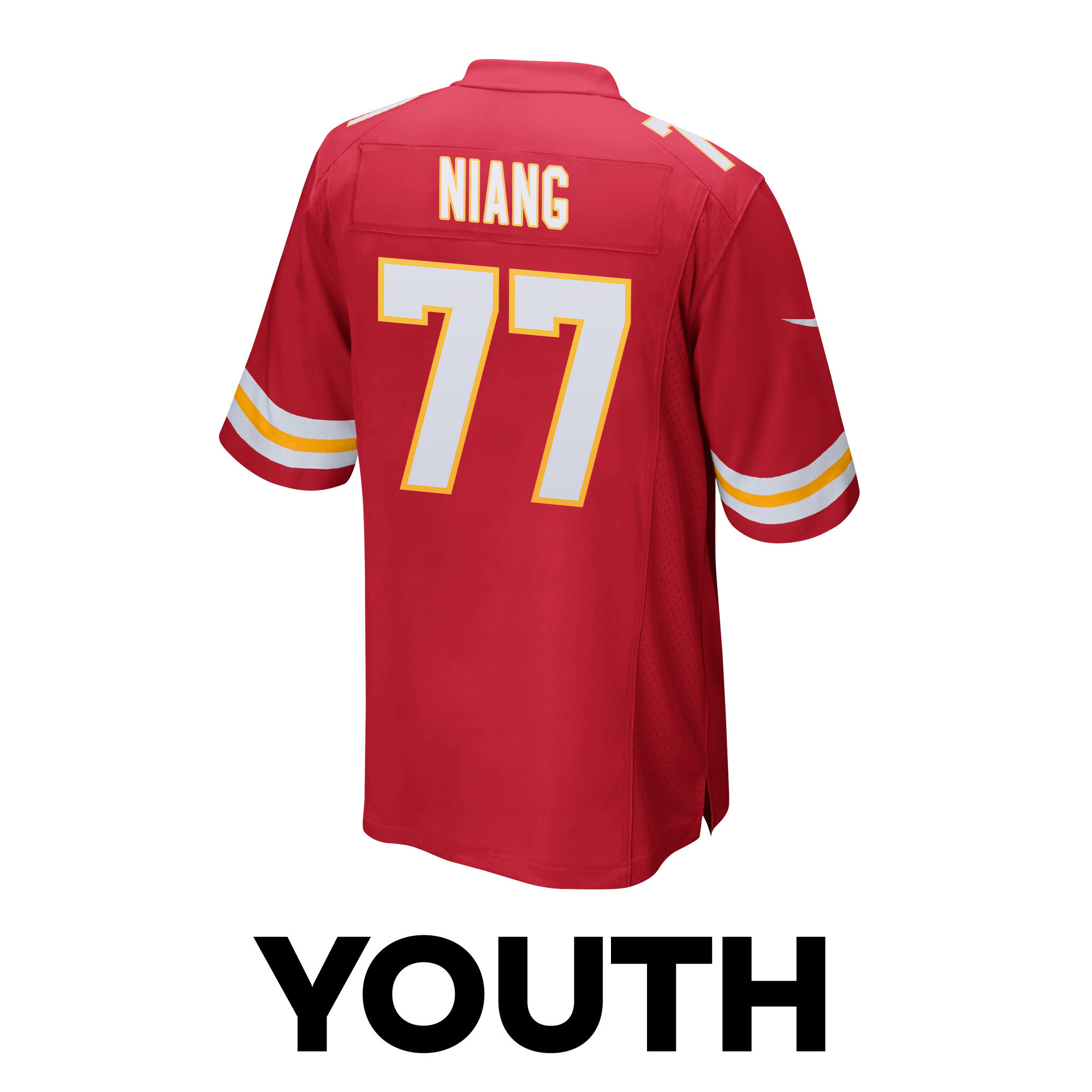 Lucas Niang 77 Kansas City Chiefs Super Bowl LVIII Champions 4X Game Red NFL Jersey Youth