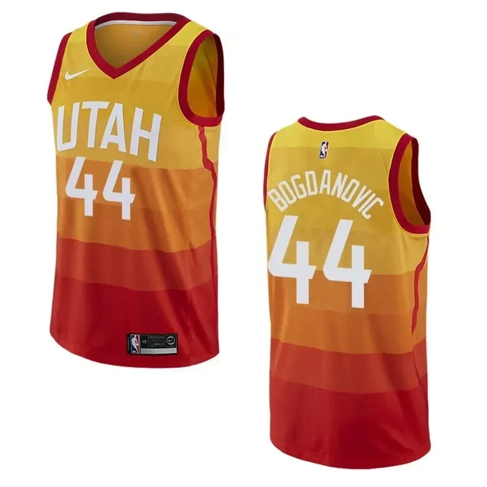 Utah Jazz 44 Bojan Bogdanovic City Swingman Orange NBA Jersey Men's
