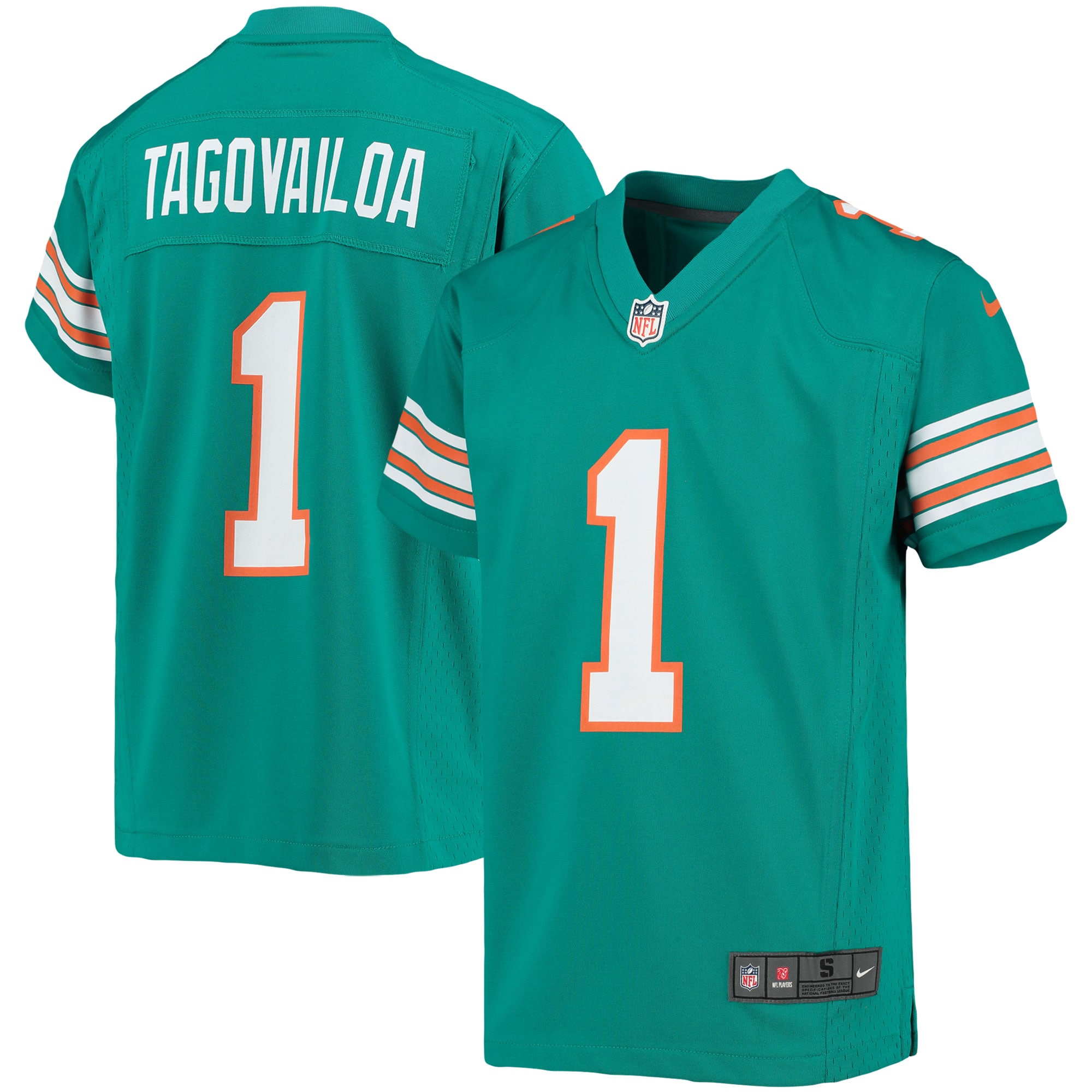 Miami Dolphins Tua Tagovailoa Aqua Game NFL Jersey Youth