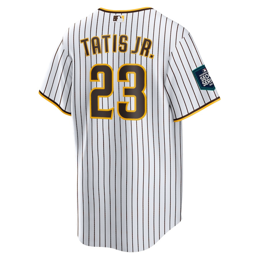 Fernando Tatis Jr. 23 San Diego Padres 2024 World Tour Seoul Series Home Player White MLB Jersey Men's