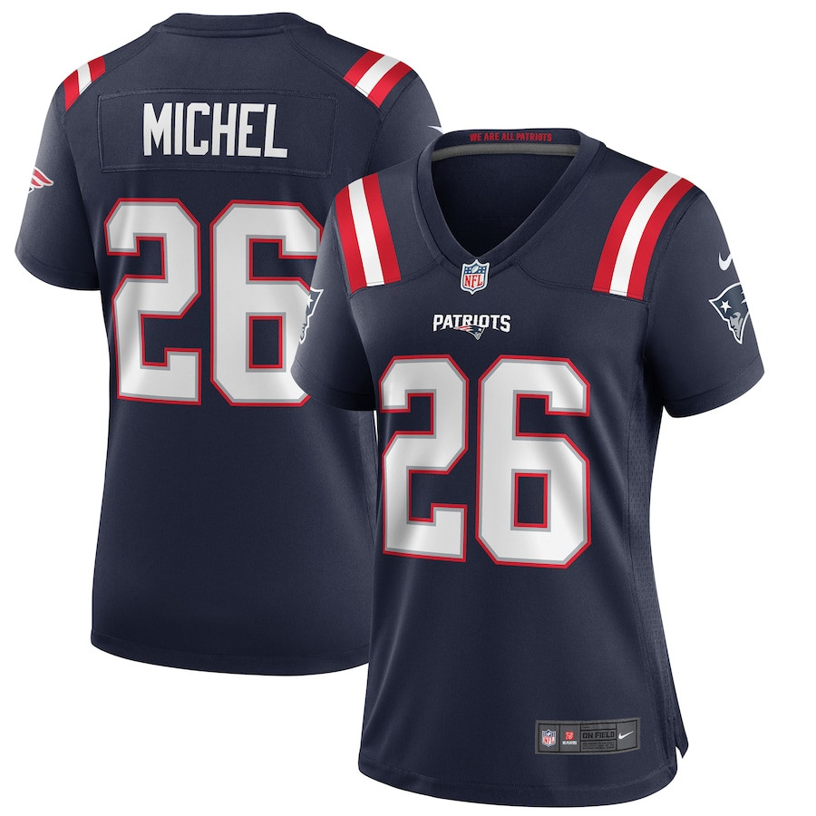 Sony Michel 26 New England Patriots Game Navy NFL Jersey Women's