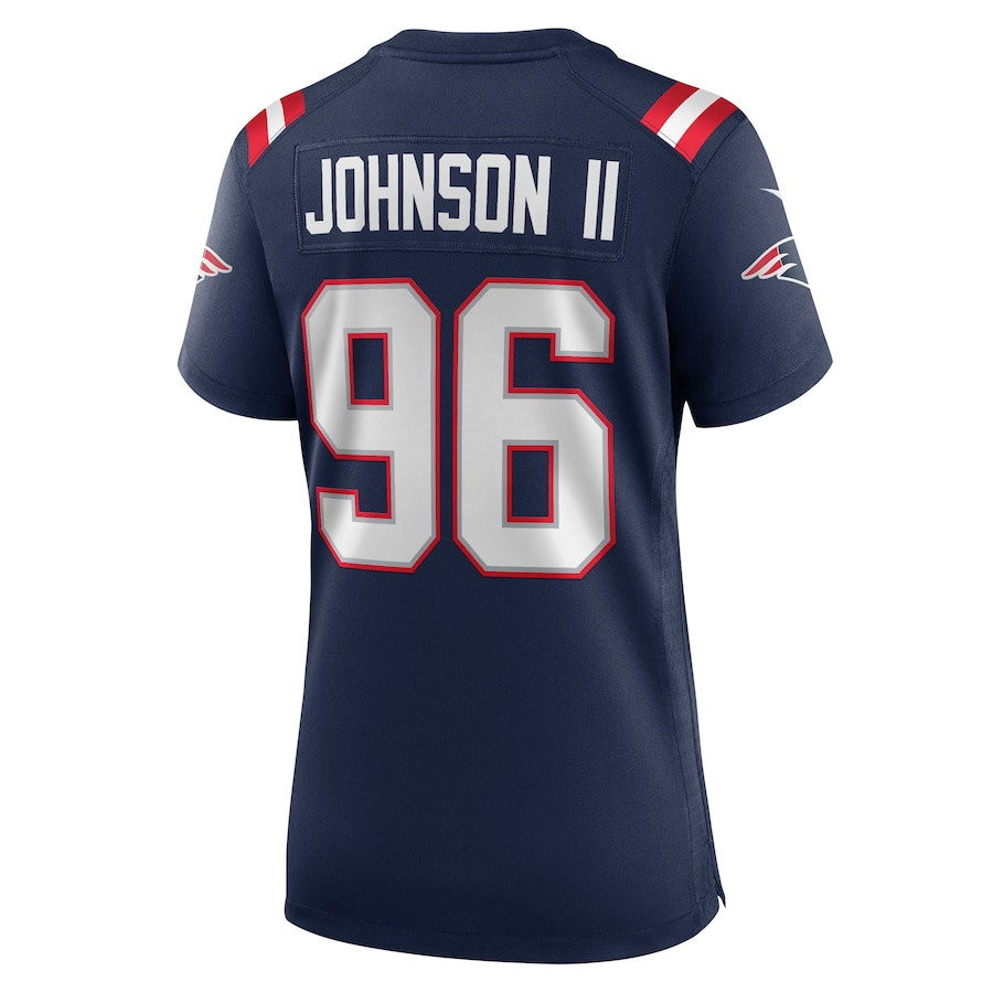 Eric Johnson II 96 New England Patriots Game Navy NFL Jersey Women's