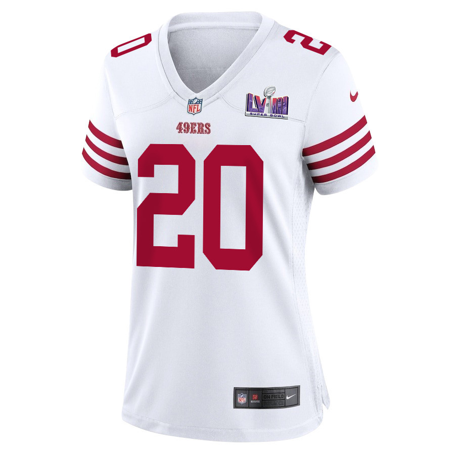 Ambry Thomas 20 San Francisco 49ers Super Bowl LVIII Patch Game White NFL Jersey Women's