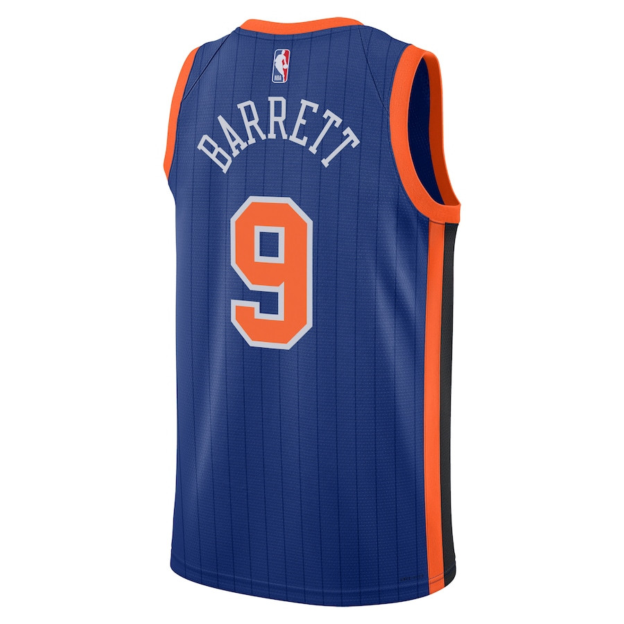 RJ Barrett 9 New York Knicks 2023/24 City Edition Swingman Blue NBA Jersey Men's