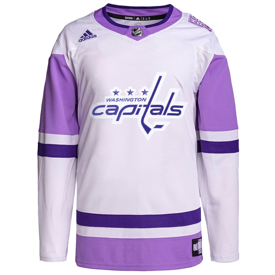 Washington Capitals Fights Cancer Primegreen Custom White/Purple NHL Jersey Men's