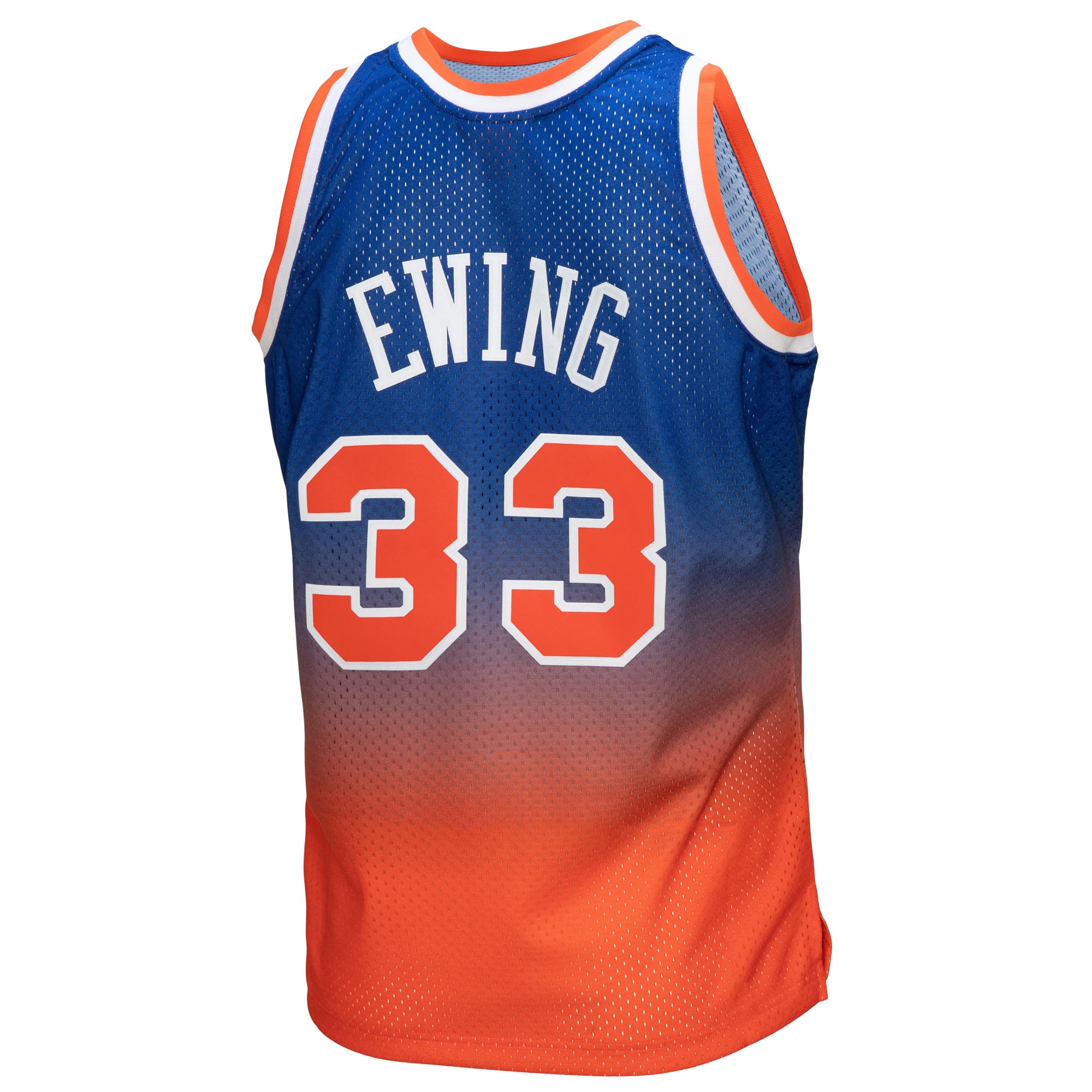 Mitchell Ness Patrick Ewing Orange/Royal New York Knicks 1991/92 Hardwood Classics Fadeaway Swingman Player NBA Jersey Men's