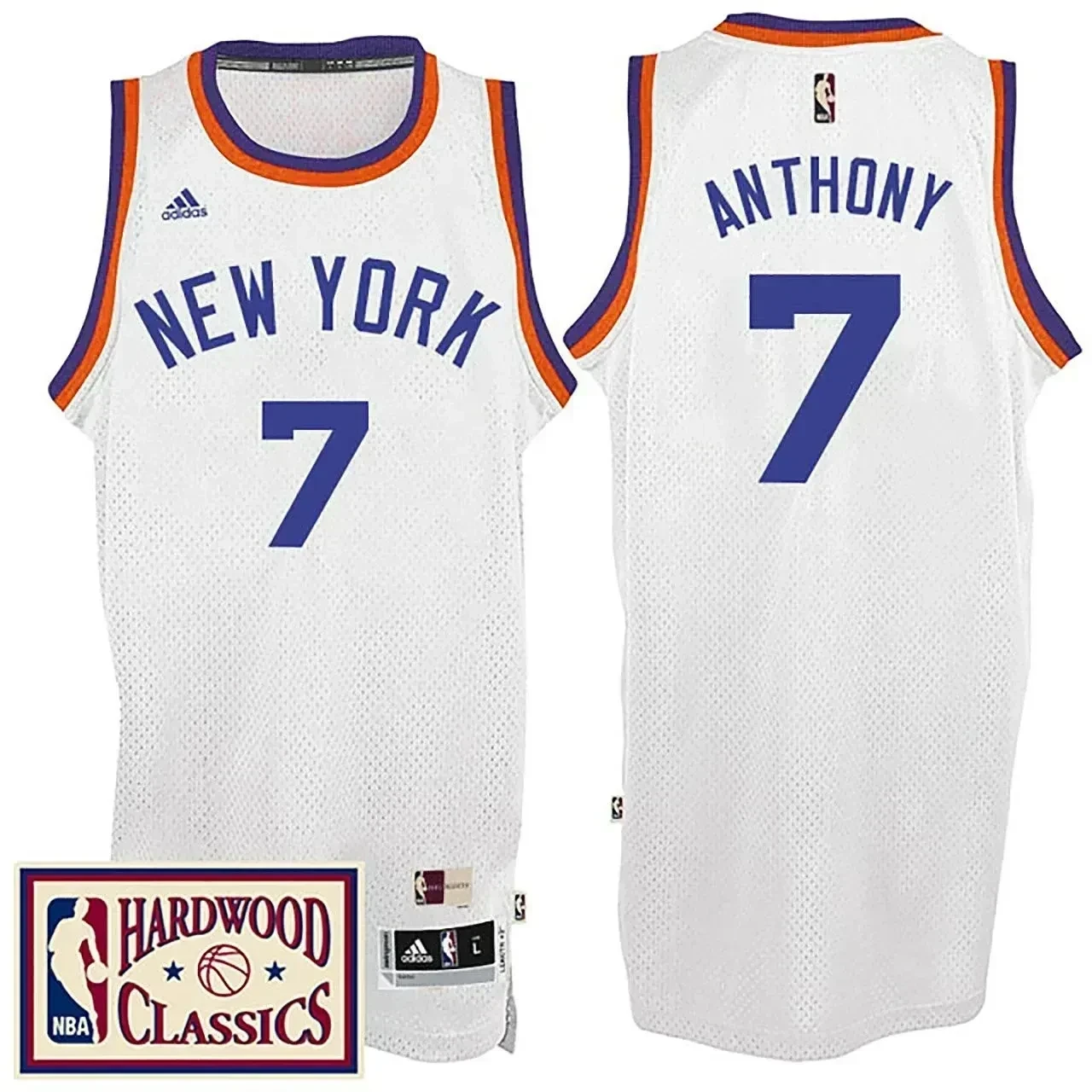 2016-17 Season New York Knicks 7 Hardwood Classics Throwbac White Carmelo Anthony NBA Jersey Men's