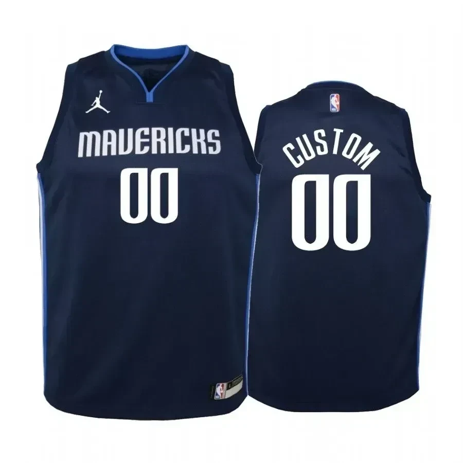 Custom Dallas Mavericks Navy Statet Jumpman NBA Jersey Youth