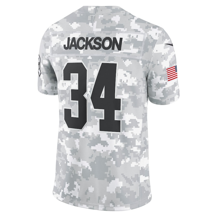 Bo Jackson 34 Las Vegas Raiders 2024 Salute to Service Retired Player Limited Arctic Camo NFL Jersey Men's