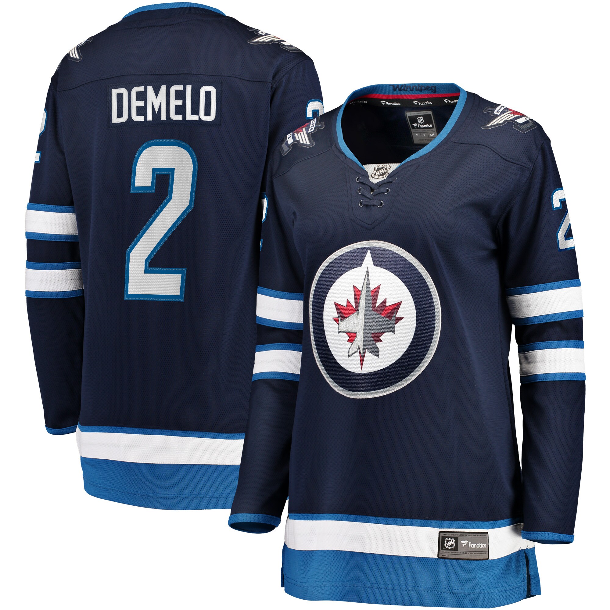 Winnipeg Jets Dylan DeMelo Navy Home Breakaway Player NHL Jersey Women's