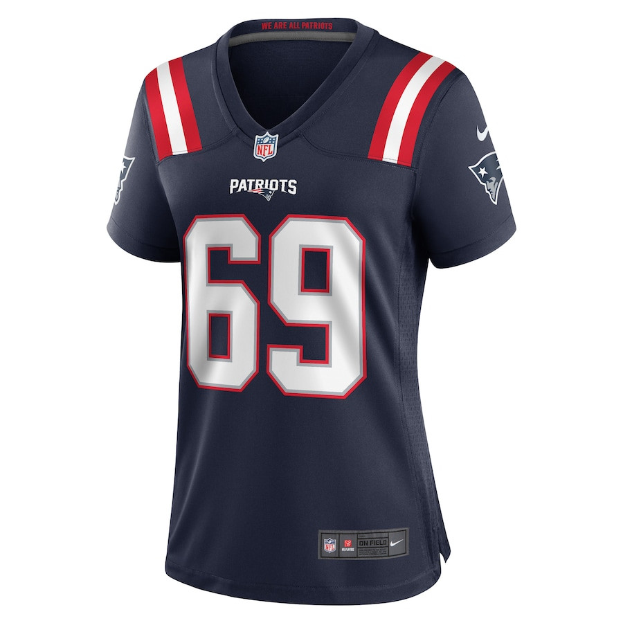Cole Strange 69 New England Patriots Game Navy NFL Jersey Women's