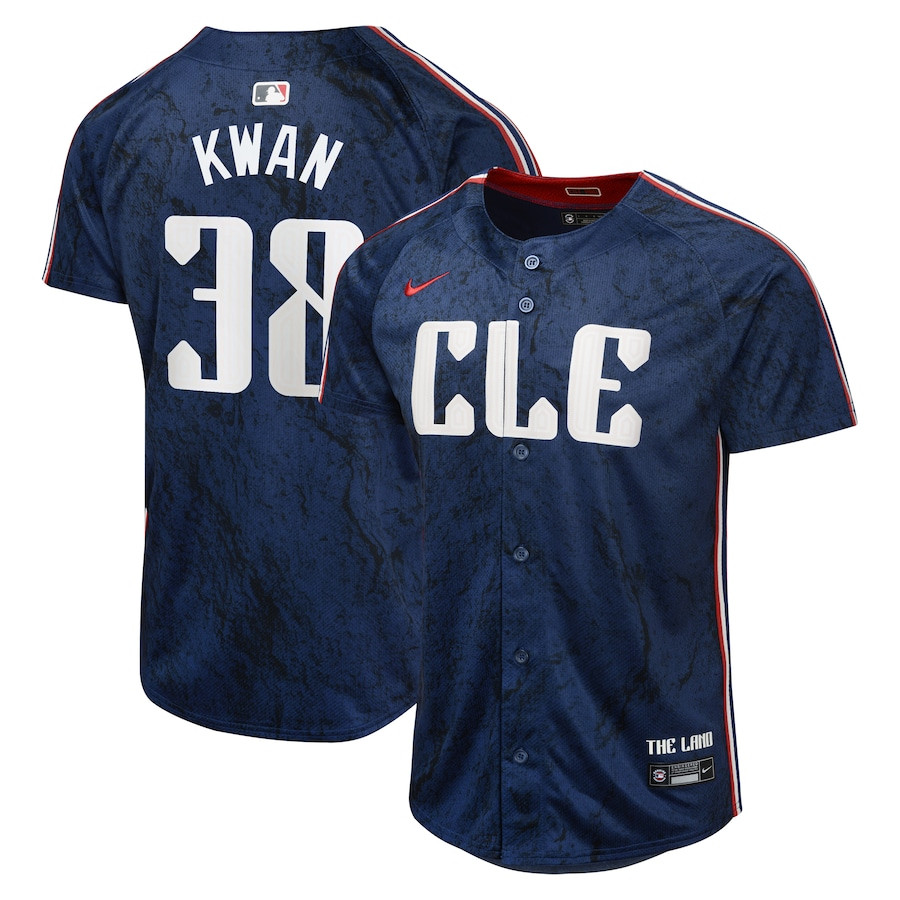Steven Kwan 38 Cleveland Guardians 2024 City Connect Limited Navy MLB Jersey Youth