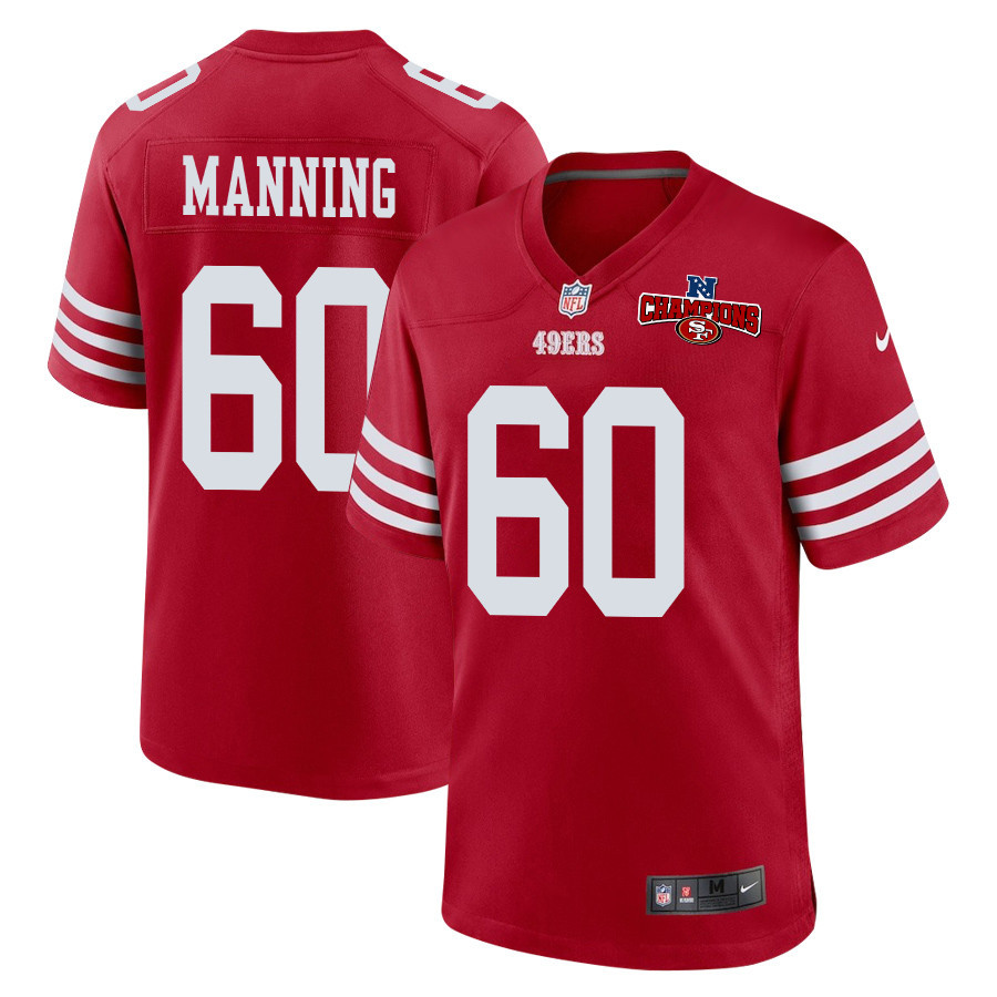 Ilm Manning 60 San Francisco 49ers NFC Champions Patch Game Scarlet NFL Jersey Men's