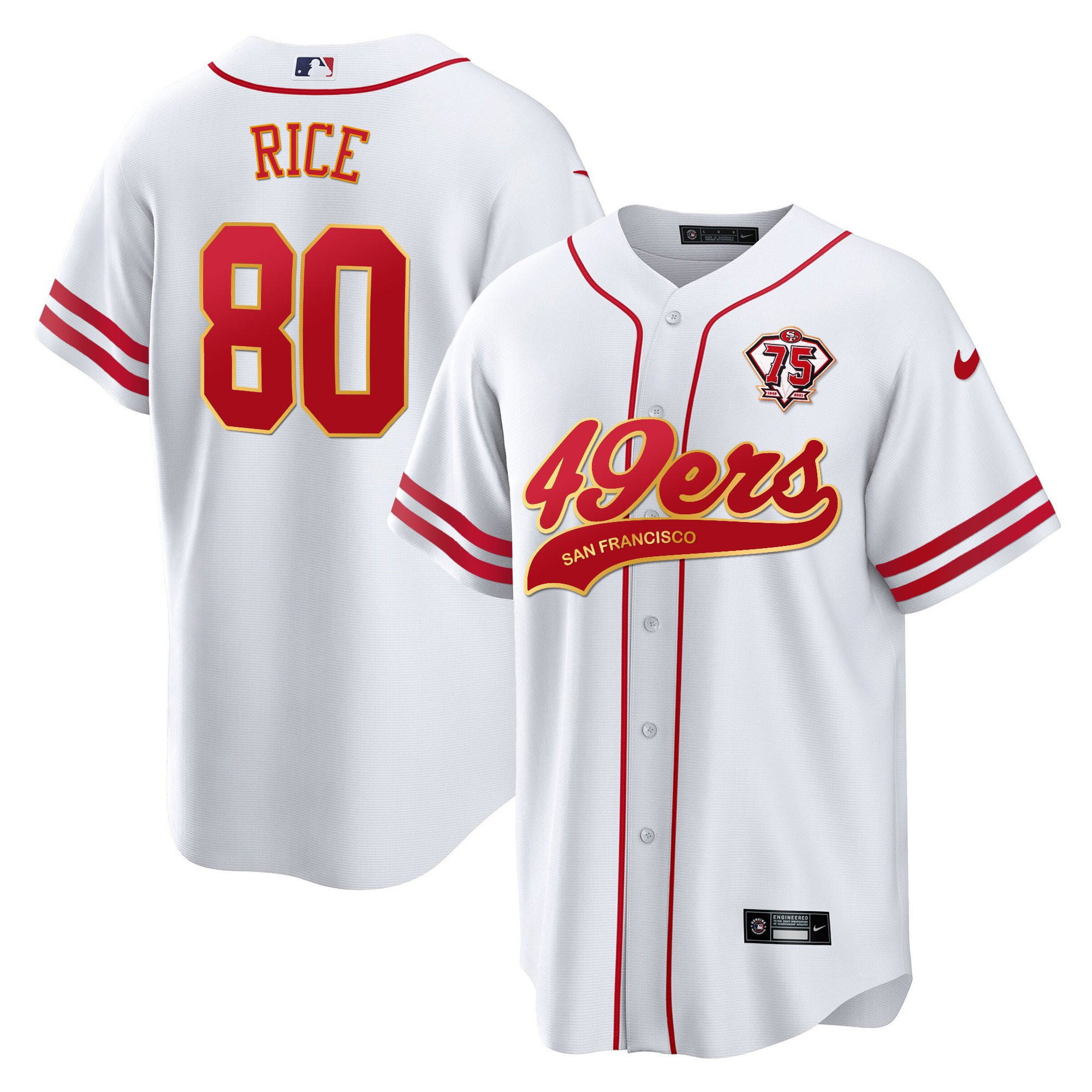 Jerry Rice 80 San Francisco 49ers White MLB Jersey Men's