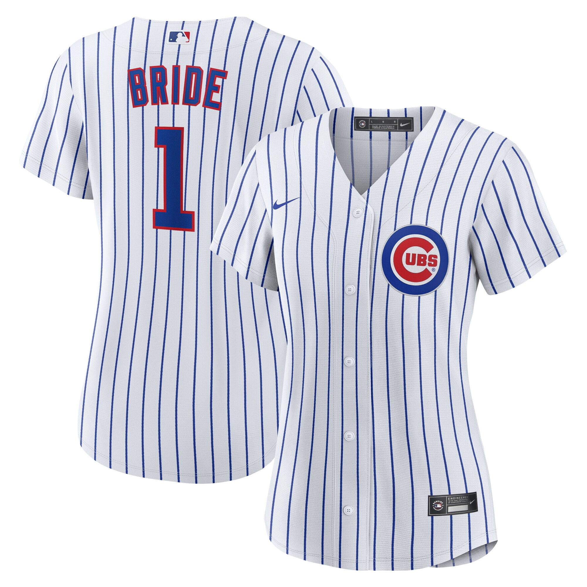 Chicago Cubs White #1 Bride Home MLB Jersey Women's