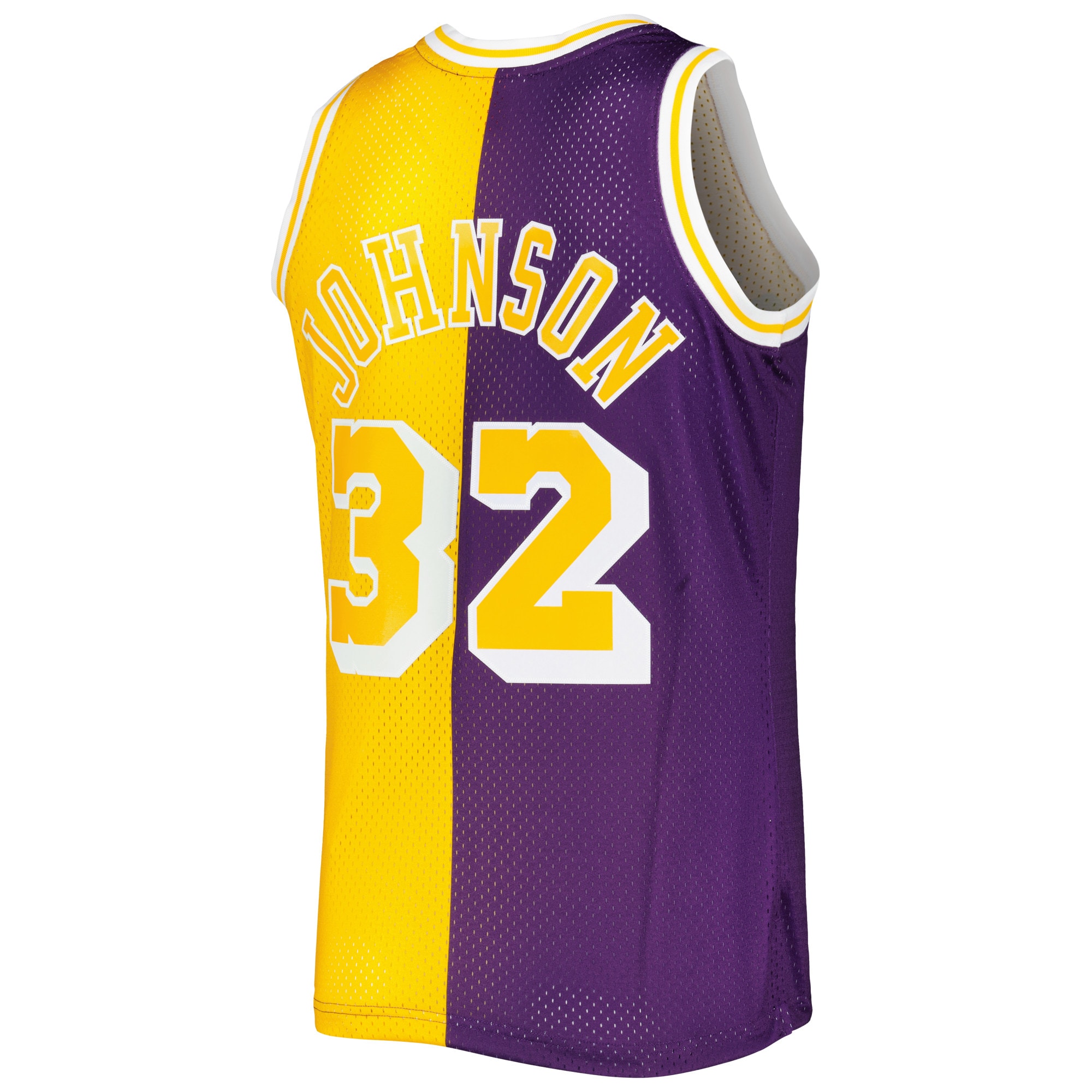 Mitchell Ness Magic Johnson Purple/Gold Los Angeles Lakers Hardwood Classics 1984/85 Split Swingman NBA Jersey Men's
