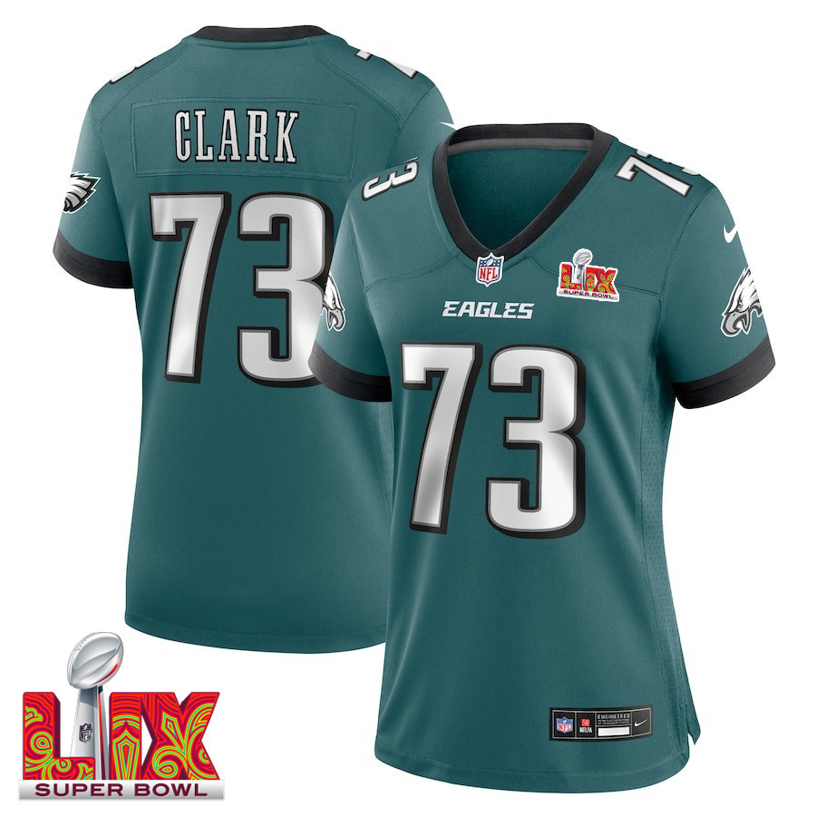 Le'Raven Clark #73 Philadelphia Eagles Super Bowl LIX Midnight Green NFL Jersey Women's