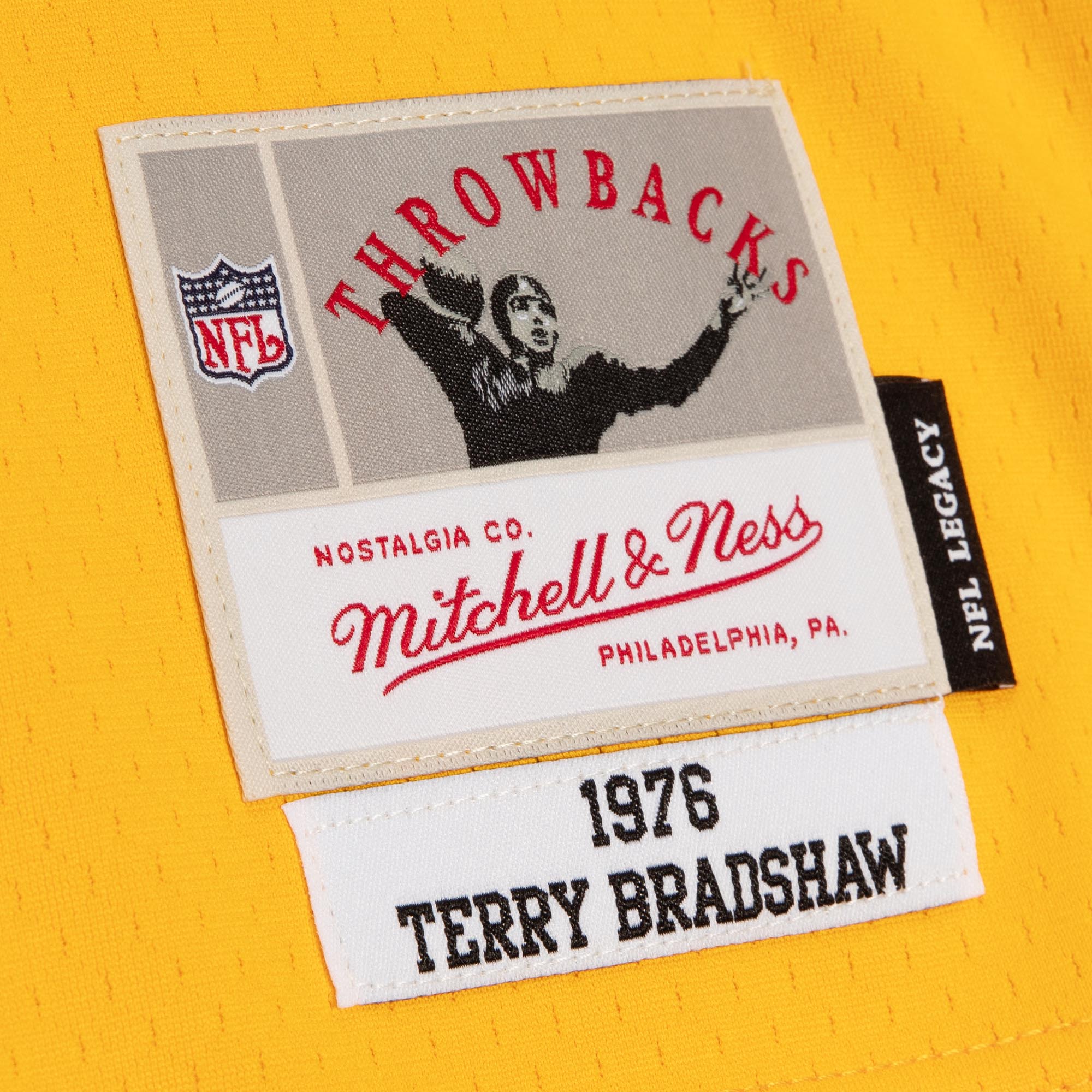 Pittsburgh Steelers Terry Bradshaw Mitchell Ness Black/Gold 1976 Split Legacy NFL Jersey Men's