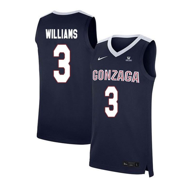 3 Johnathan Williams Navy Elite Gonzaga Bulldogs NCAA Jersey Men's