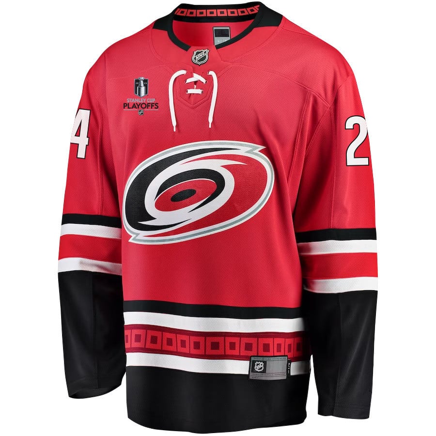 Seth Jarvis 24 Carolina Hurricanes Stanley Cup 2023 Playoffs Patch Home Breakaway Red NHL Jersey Men's