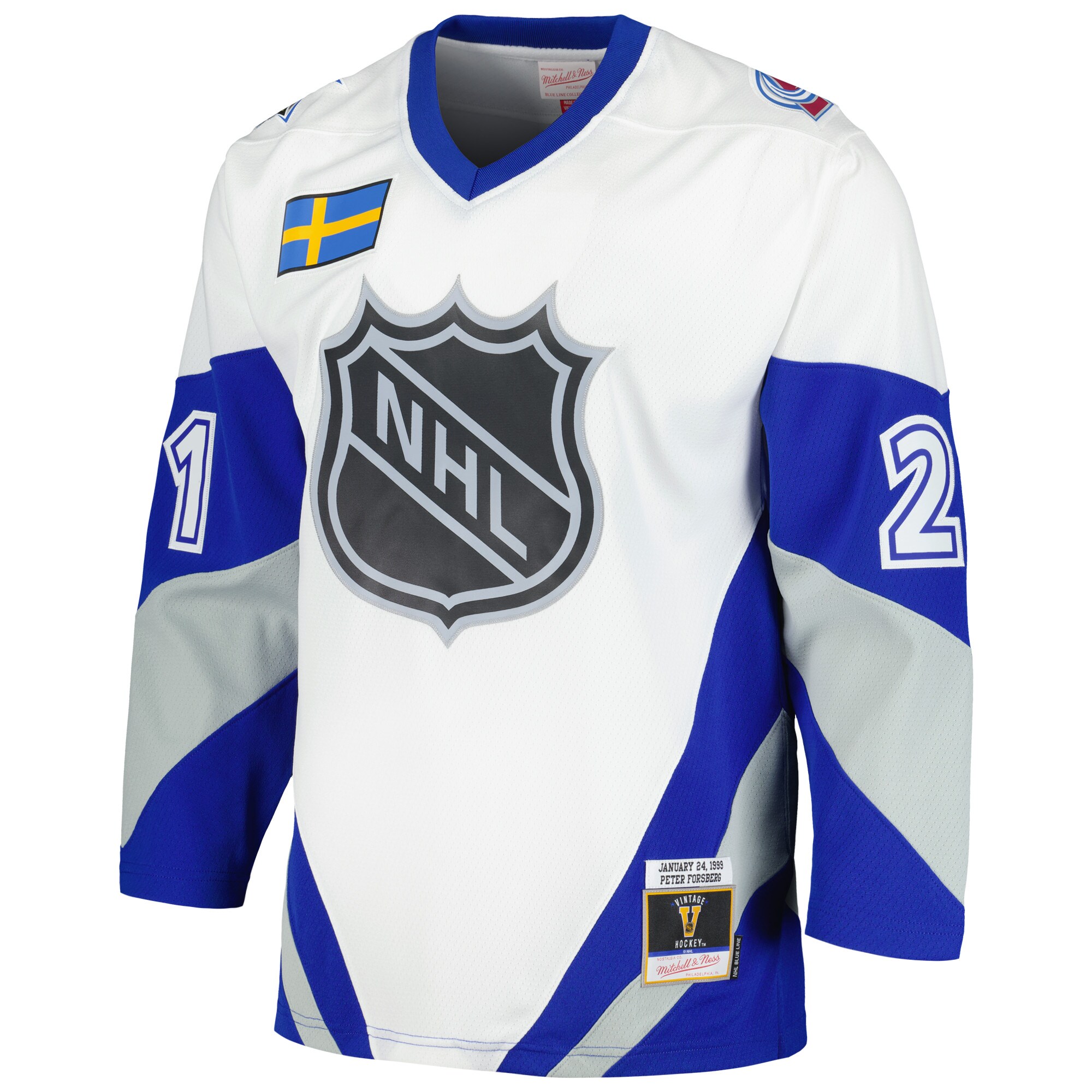 Peter Forsberg Mitchell Ness White 1999 All Star Game Blue Line Player NHL Jersey Men's