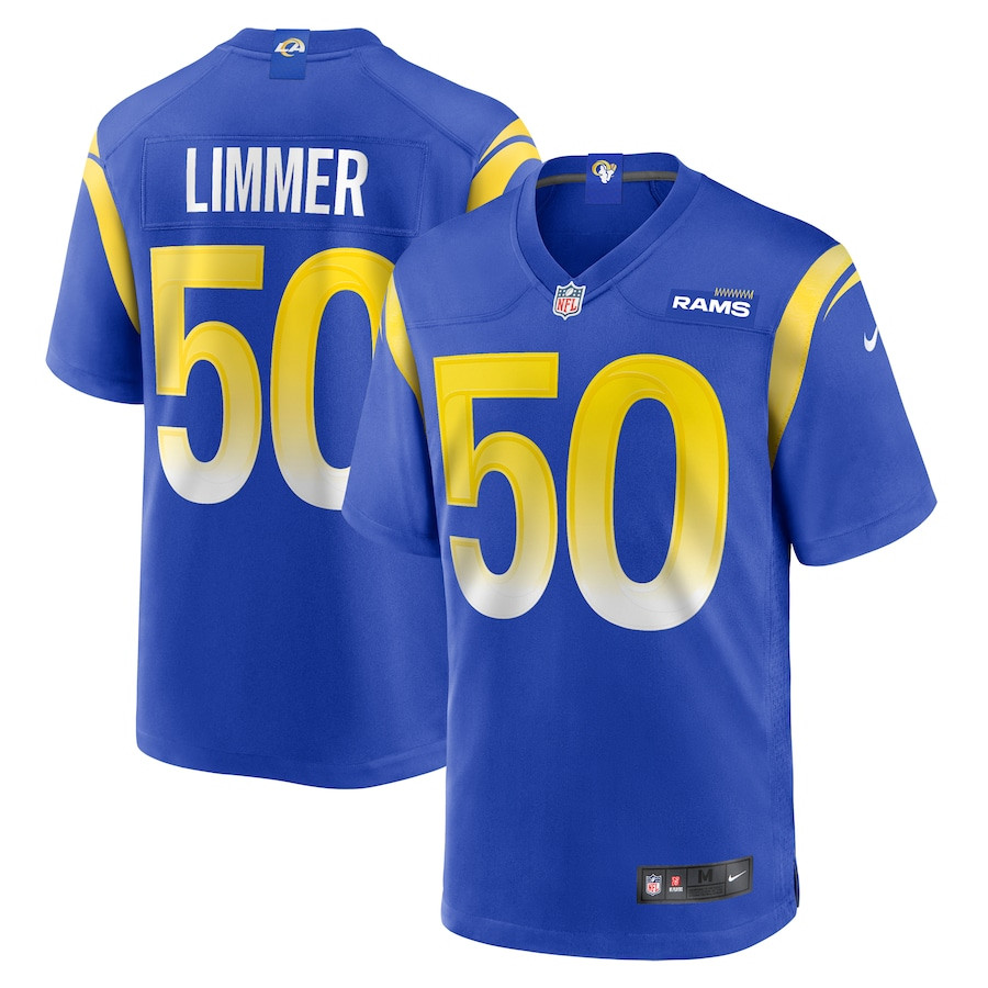 Beaux Limmer 50 Los Angeles Rams Team Game Royal NFL Jersey Men's