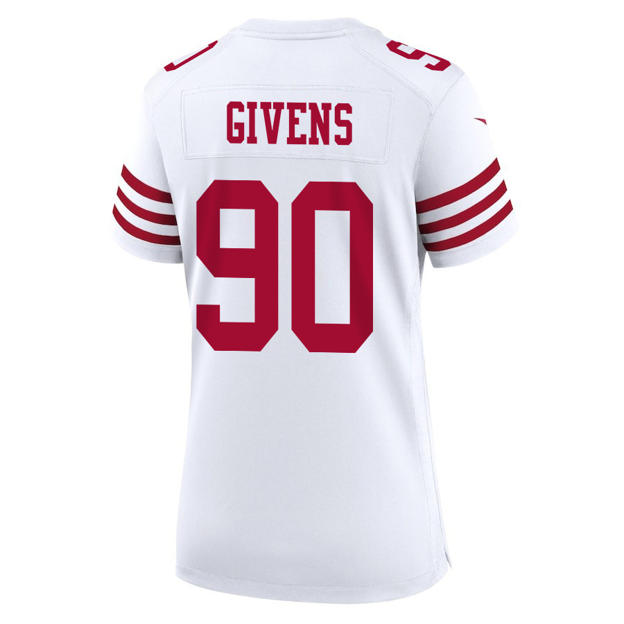 Kevin Givens 90 San Francisco 49ers Super Bowl LVIII Patch Game White NFL Jersey Women's