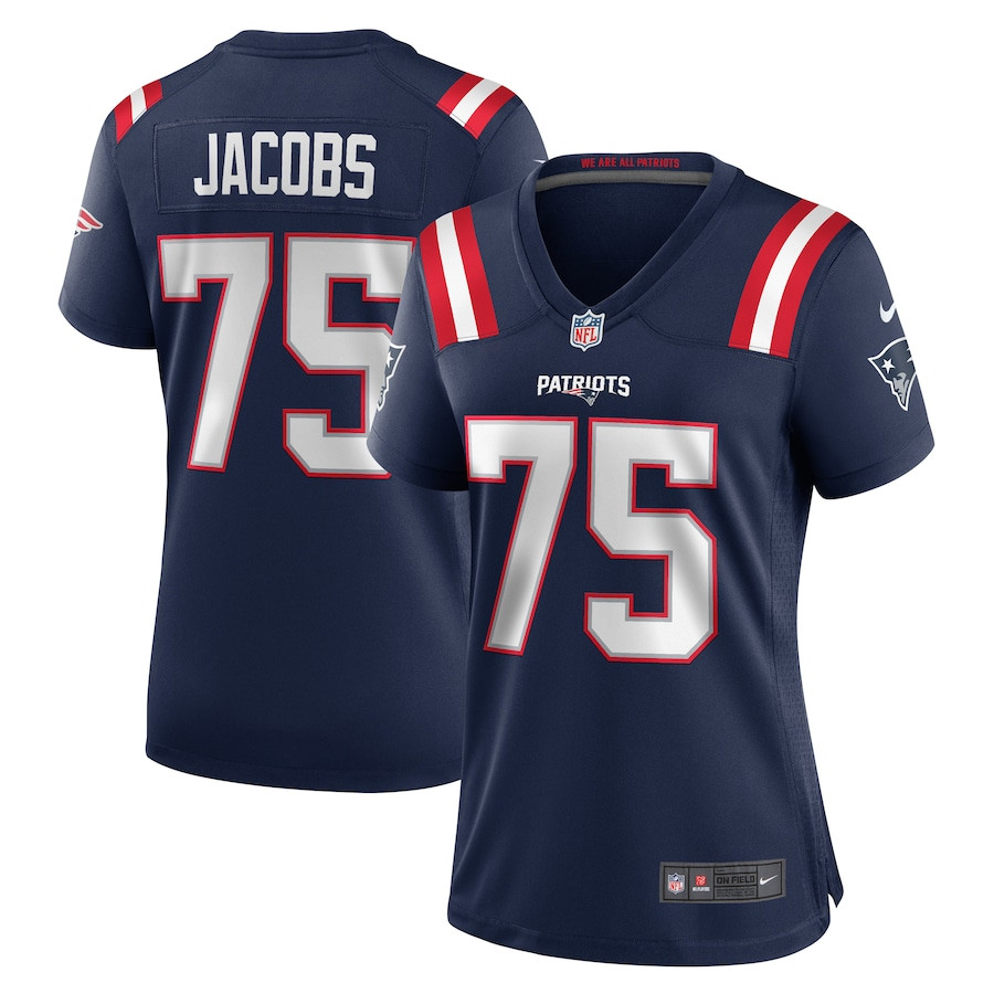 Demontrey Jacobs 75 New England Patriots Game Navy NFL Jersey Women's