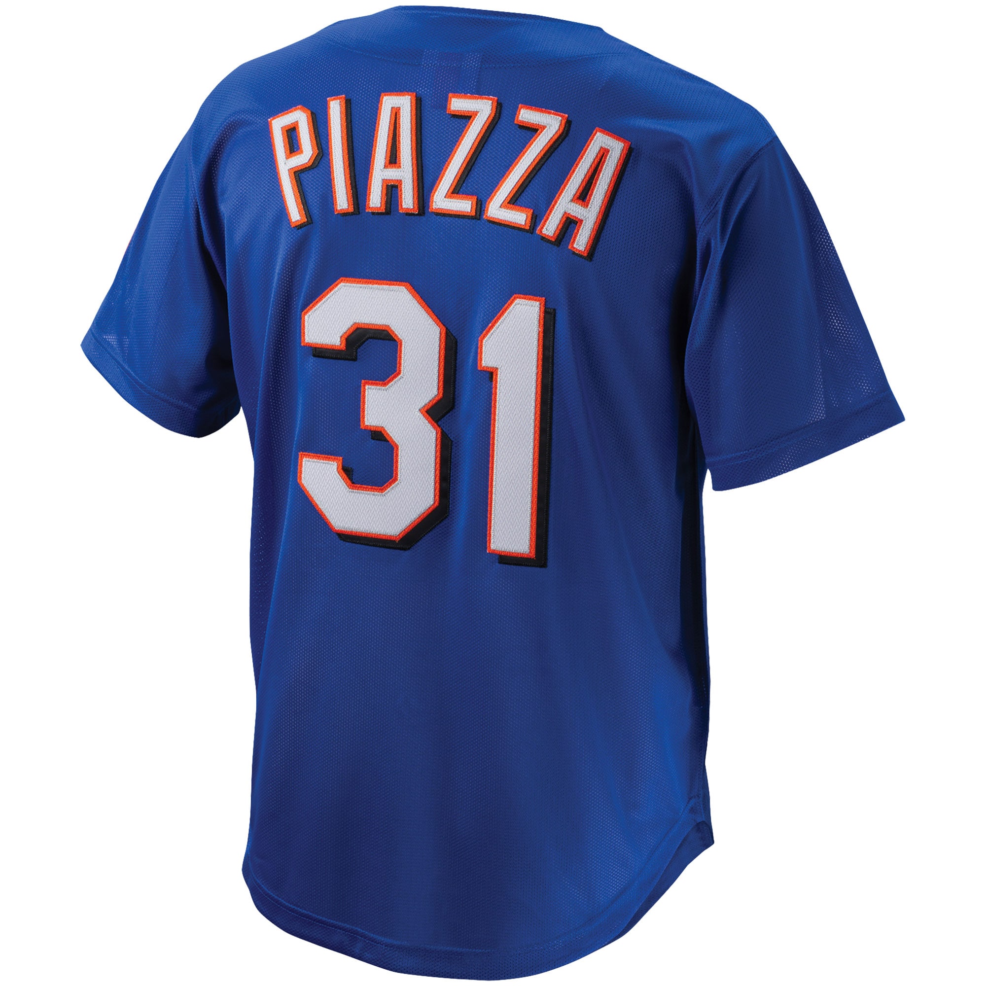 New York Mets Mike Piazza Mitchell Ness Royal Cooperstown Collection Mesh Batting Practice Button-Up MLB Jersey Men's