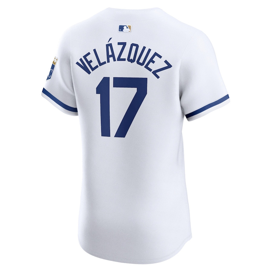 Nelson Velazquez 17 Kansas City Royals Home Elite Player White MLB Jersey Men's