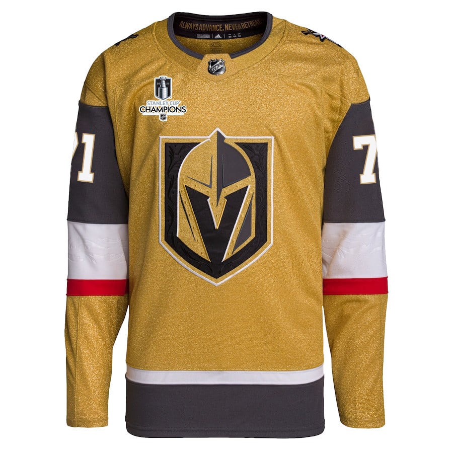 William Karlsson 71 Vegas Golden Knights Stanley Cup 2023 Champions Patch Home Breakaway Gold NHL Jersey Men's