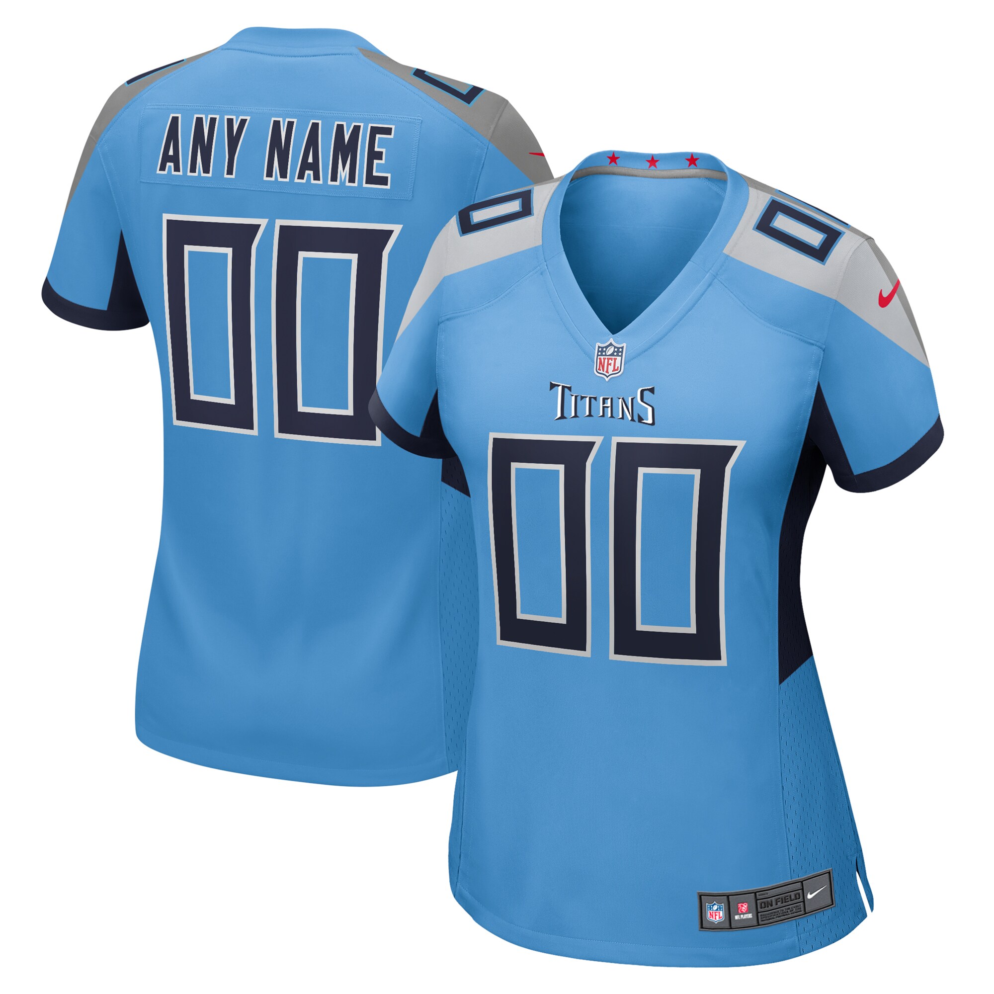 Light Blue Tennessee Titans Alternate Custom Game NFL Jersey Women's