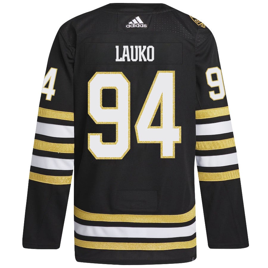 Jakub Lauko 94 Boston Bruins 2024 Playoffs Patch Home Black NHL Jersey Men's