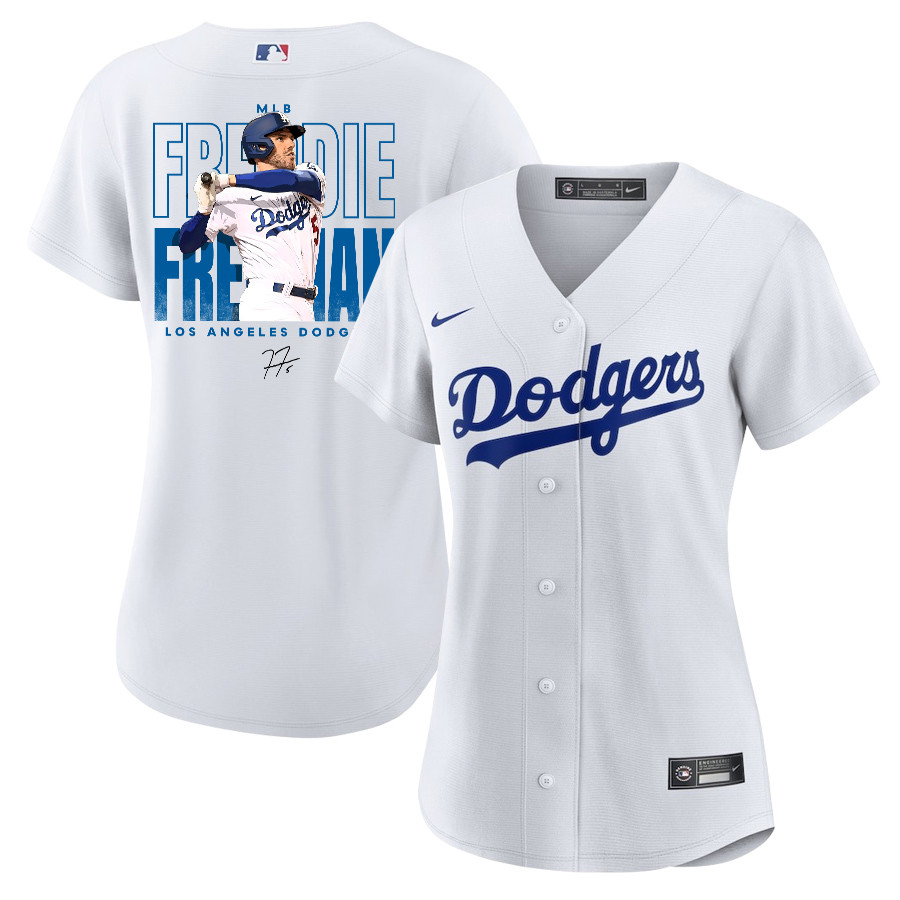 Freddie Freeman 5 Los Angeles Dodgers Signed Home Run 2023 Home Player White MLB Jersey Women's